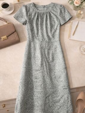 ✨️✨️ Ann Taylor Dress Size 2 | Gray & Green Print | NWOT Elegant Work